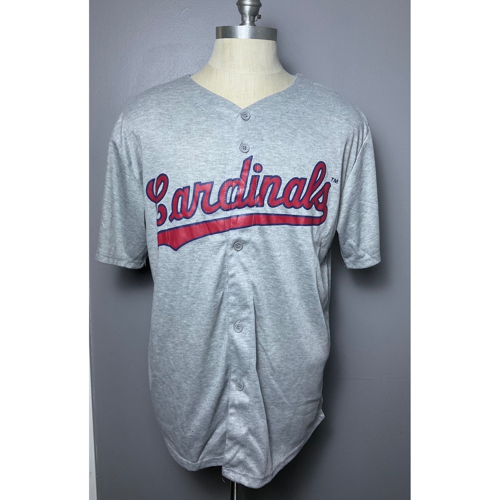 St Louis Cardinals MLB Baseball Jersey Gray Button Front Mens XL